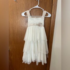 Elegant Cream Layered Kids Dress